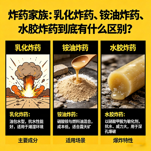 沙湾炸药家族：乳化炸药、铵油炸药、水胶炸药到底有什么区别？